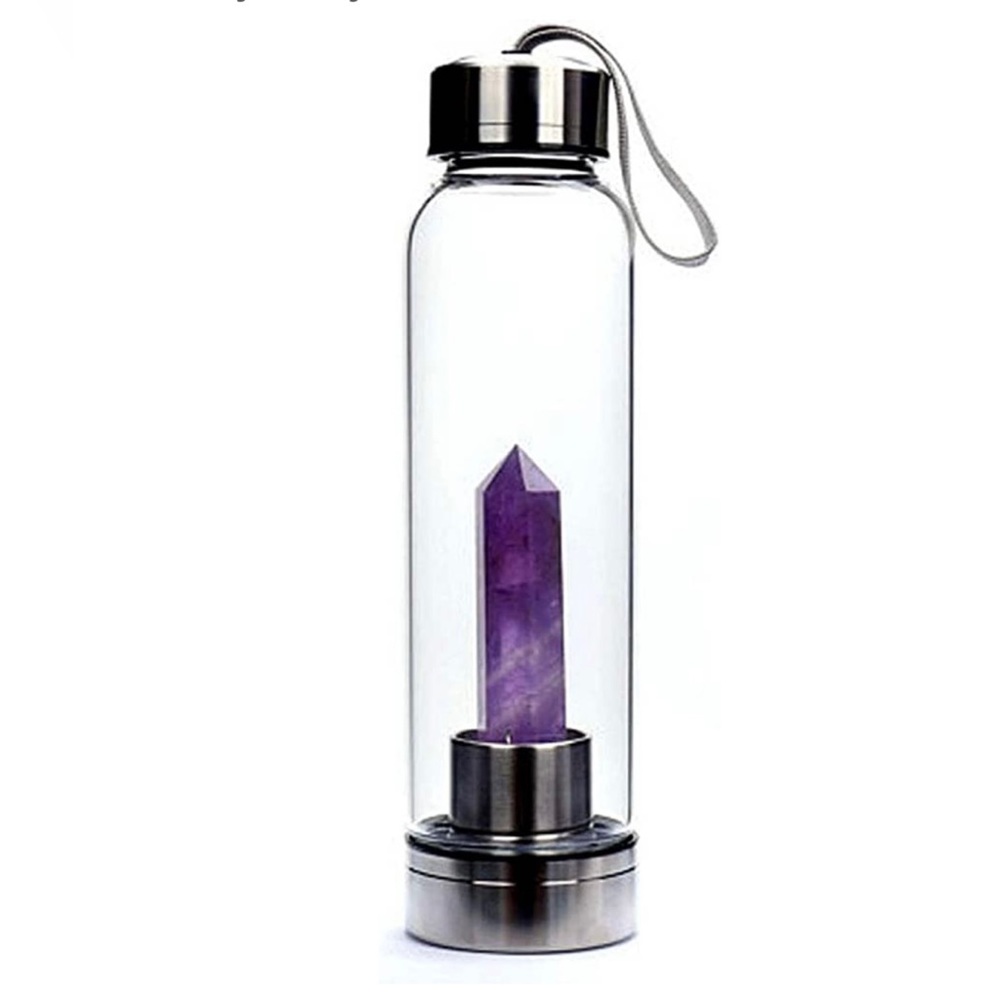 🔮HP🔮Natural Amethyst Crystal Water Bottle New - Picture 1 of 6